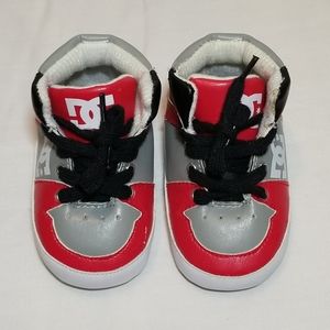 DC High Top Red/Silver/Black Baby Shoes 6-9 Months